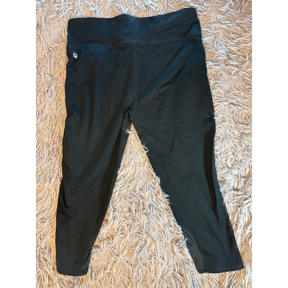 Fabletics Black Mesh Panel Cropped Leggings High Waisted Athletic Capris XL